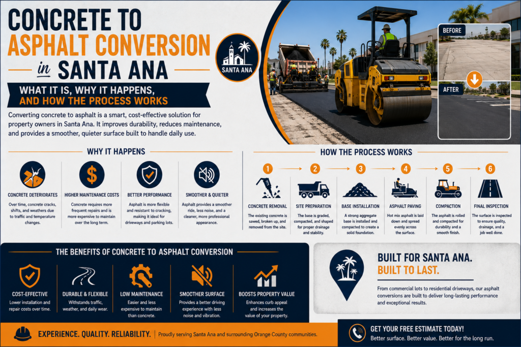 Concrete to Asphalt Conversion in Santa Ana: What It Is, Why It Happens, and How the Process Works